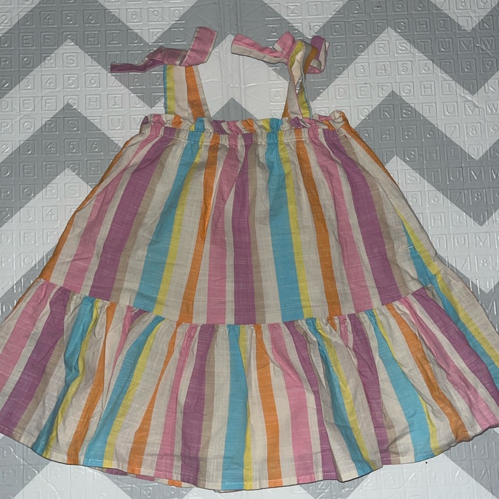 Vintage style stripes 2T bow strap dress
